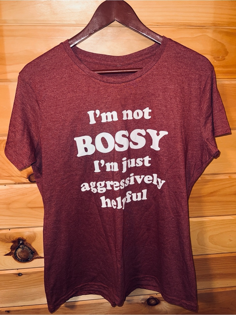 Maroon Graphic Short Sleeve Tee - 'I'm Not Bossy'